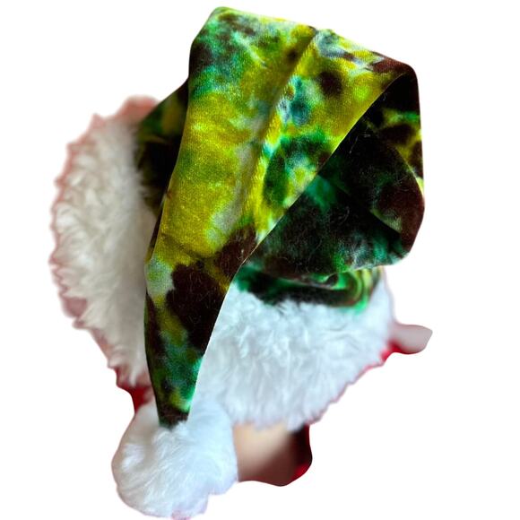 Santa Hat Tie Dye Handcrafted Handsewn Holiday Accessories Party Ready Christmas - Picture 3 of 7